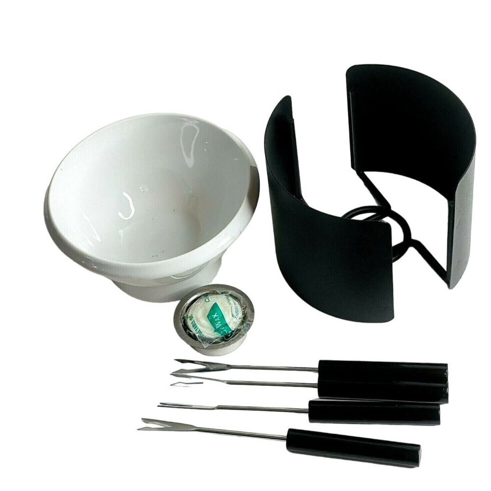 Chocolate Fondue Pot Set NEW 6 Piece White Danesco #61669 NIB